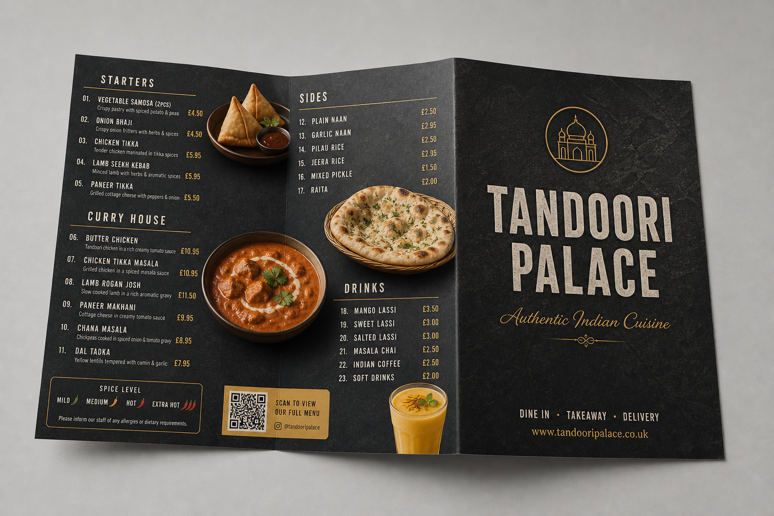 Inder'N Indian restaurant menu design