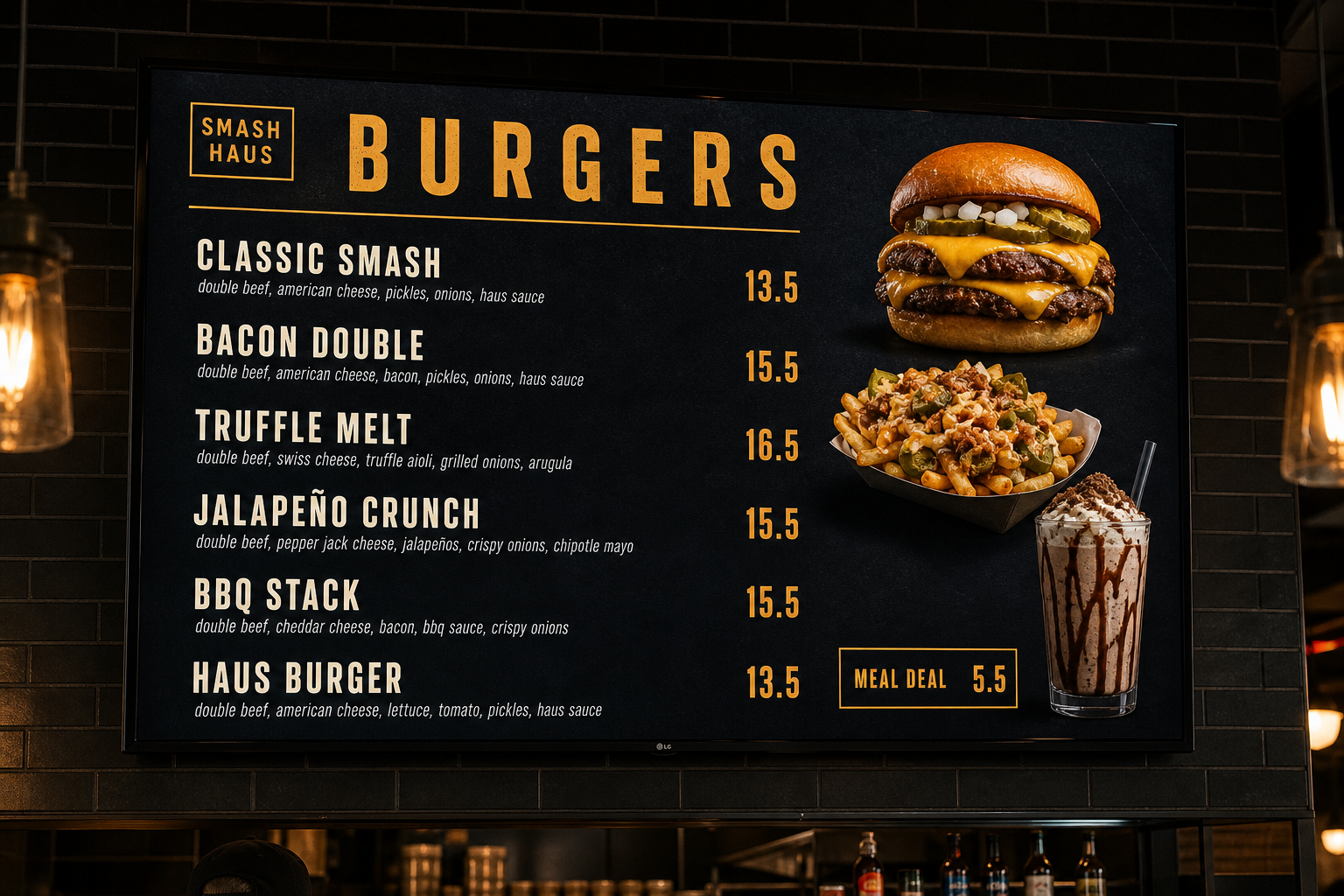 Nordic Smash burger restaurant menu