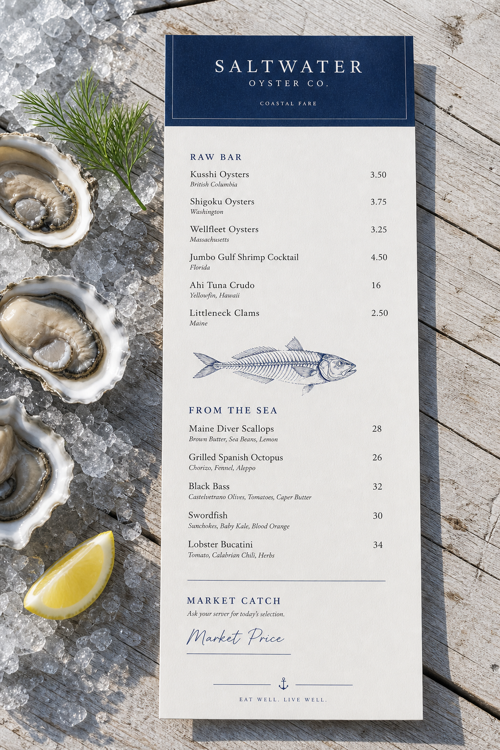 Watergrill seafood restaurant menu update