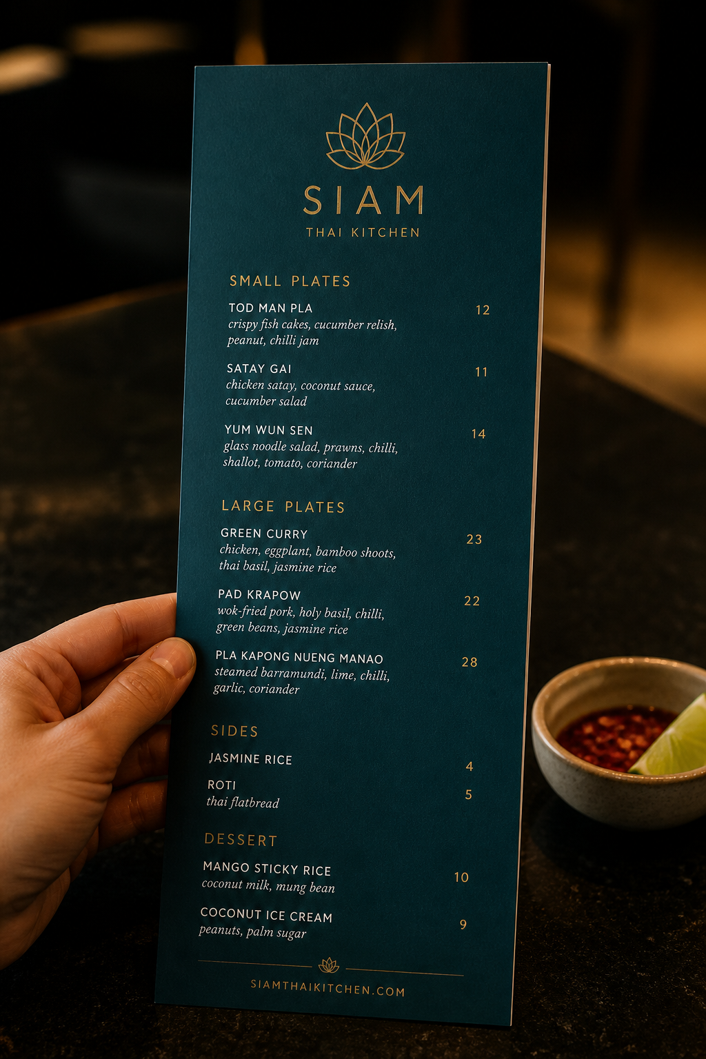 Modern Thai restaurant menu design