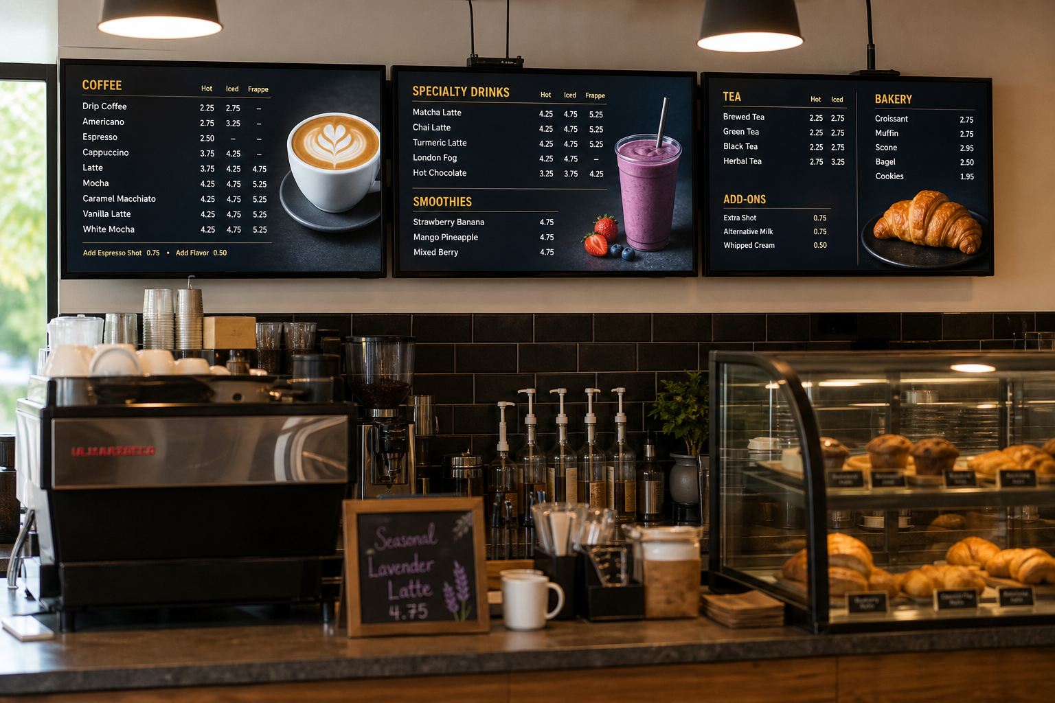 16:9 LED display digital menu redesign